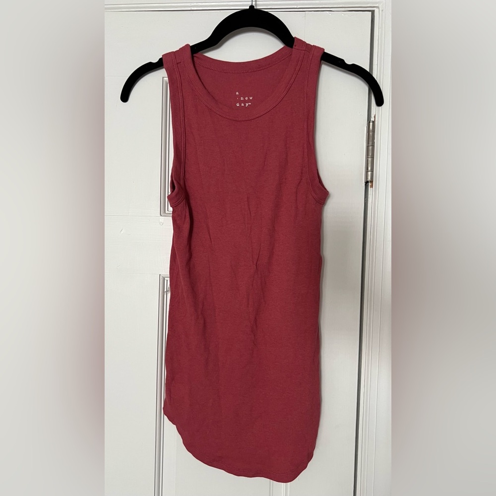 Red Ribbed Tank Top